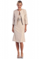 Klassisches Abendensemble gold Taffeta Cocktailkleid mit Jacke