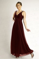 Abendkleid Empirestil burgund Chiffon bodenlang