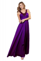 Abendkleid pflaume Chiffon V-Ausschnitt bodenlang