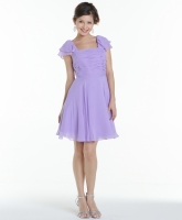 Cocktailkleid Ärmel kurz lavendel lila Chiffon
