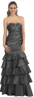 Abi-Ballkleid festlich dunkel-grau silberTaft