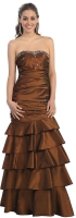 Abi-Ballkleid bronze braun festlich Taft