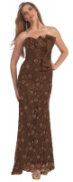 Festliches Spitzen-Kleid Ball lang braun Schleife