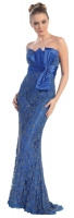 Festliches Spitzen-Kleid Ball lang royalblau edel