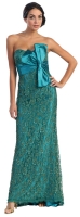 Festliches Spitzen-Kleid Ball lang teal Schleife