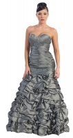 Festkleid lang günstig dunkelgrau A-Linie Satin