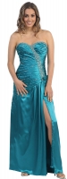 Abikleid 2015 tealblau petrol geschlitzt Satin