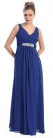 Abendkleid royalblau Empire-Stil schlicht bodenlang