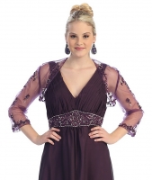 Bolero-Jacke aubergine XXL Tüll Langarm-Jacke