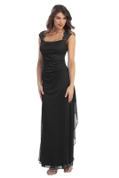 Abendkleid lang schwarz schlicht elegant Abendmode