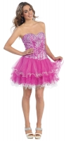 Tanzstunden-Kleid Tüll Petticoat pink Pailletten