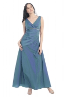 Abiballkleid teal-blau A-Linie Taffeta