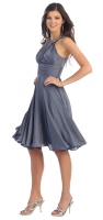 Cocktailkleid festlich knielang Satin grau