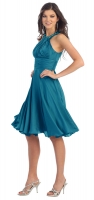 Cocktailkleid elegant knielang Satin tealblau