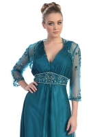 Bolero-Jacke tealblau XXL petrol Tüll Langarm